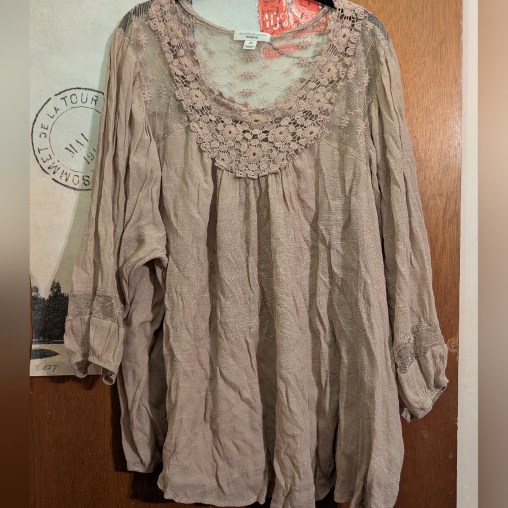 JohnPaulRichard Beige Lace Blouse